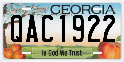 GA license plate QAC1922