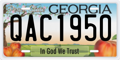 GA license plate QAC1950