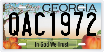 GA license plate QAC1972