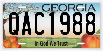 GA license plate QAC1988
