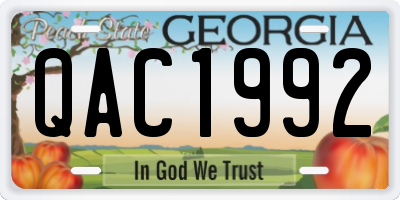 GA license plate QAC1992