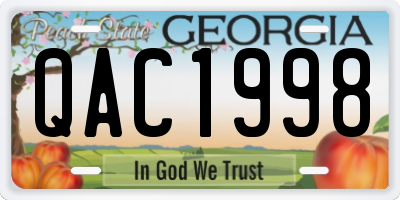 GA license plate QAC1998