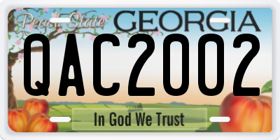 GA license plate QAC2002