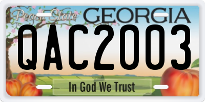 GA license plate QAC2003