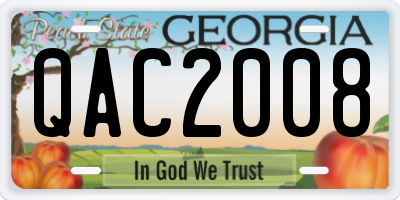 GA license plate QAC2008