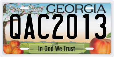 GA license plate QAC2013