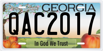 GA license plate QAC2017
