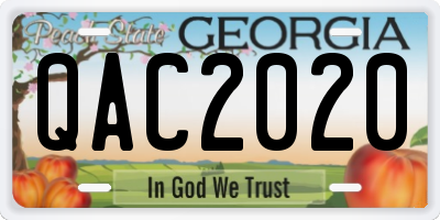 GA license plate QAC2020