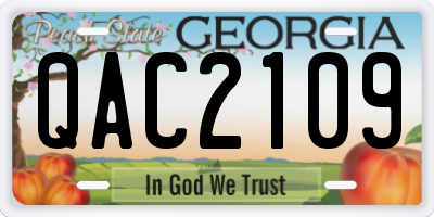 GA license plate QAC2109