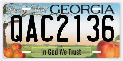 GA license plate QAC2136