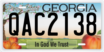 GA license plate QAC2138