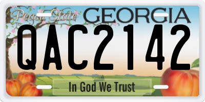 GA license plate QAC2142