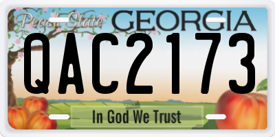 GA license plate QAC2173