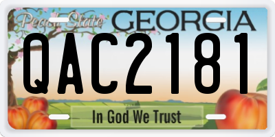 GA license plate QAC2181