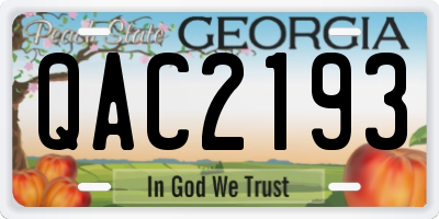 GA license plate QAC2193
