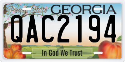 GA license plate QAC2194