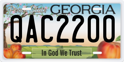 GA license plate QAC2200