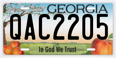 GA license plate QAC2205