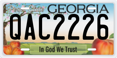 GA license plate QAC2226