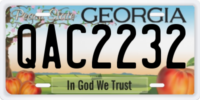 GA license plate QAC2232