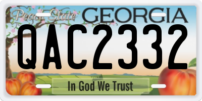 GA license plate QAC2332