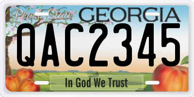 GA license plate QAC2345