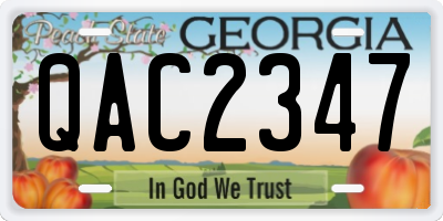 GA license plate QAC2347
