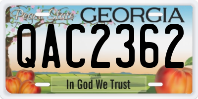 GA license plate QAC2362