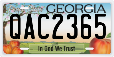 GA license plate QAC2365
