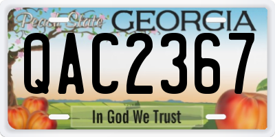 GA license plate QAC2367