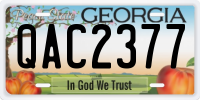 GA license plate QAC2377