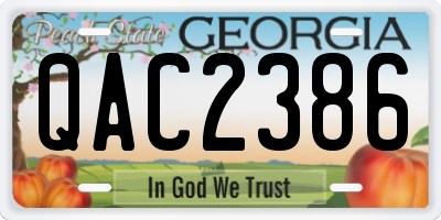 GA license plate QAC2386
