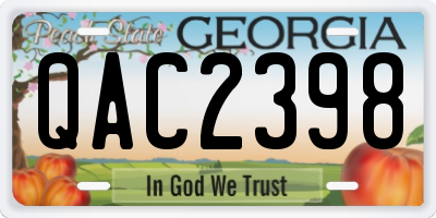 GA license plate QAC2398