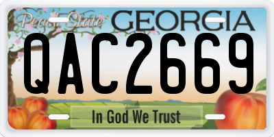 GA license plate QAC2669