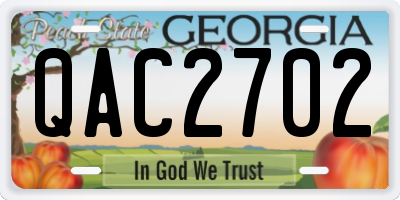 GA license plate QAC2702