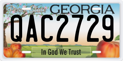 GA license plate QAC2729