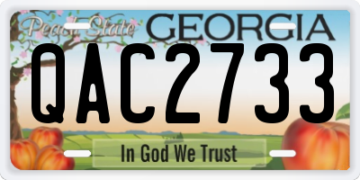 GA license plate QAC2733