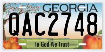 GA license plate QAC2748