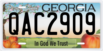 GA license plate QAC2909