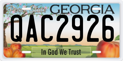 GA license plate QAC2926