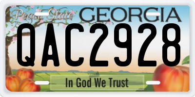 GA license plate QAC2928