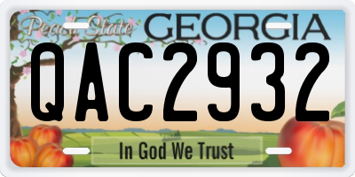 GA license plate QAC2932