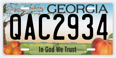 GA license plate QAC2934