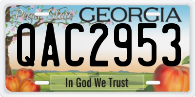 GA license plate QAC2953