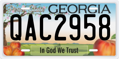 GA license plate QAC2958