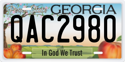 GA license plate QAC2980