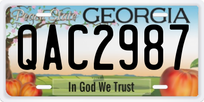GA license plate QAC2987