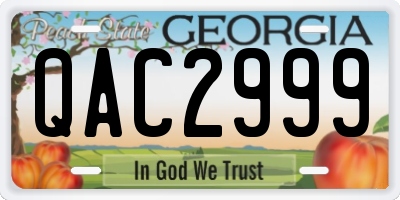 GA license plate QAC2999