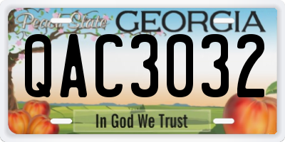 GA license plate QAC3032