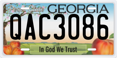 GA license plate QAC3086